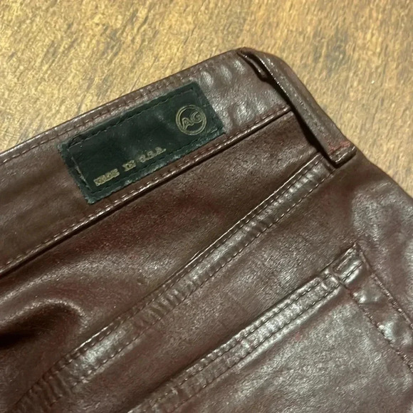 VINTAGE AG Adriano Goldschmied burgundy leather “the legging” super skinny - Picture 5 of 8